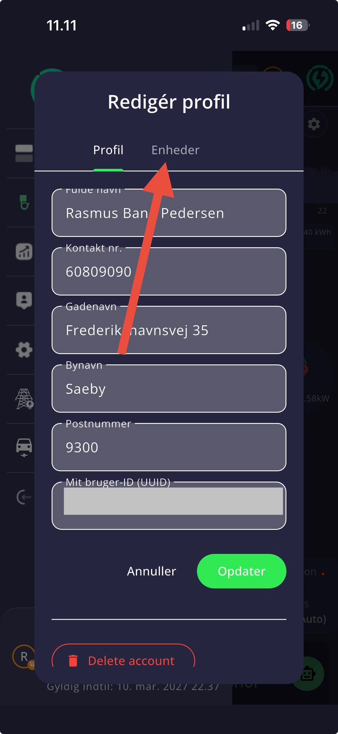Vælg fanen Enheder i SolarSmart appen